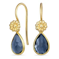 dråbe jadesten ørekroge i forgyldt sølv