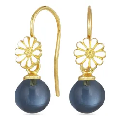 marguerit mørkeblå krystal ørekroge i forgyldt sølv