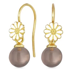 marguerit røgfarvet kvarts ørekroge i forgyldt sølv