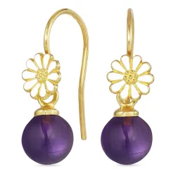 marguerit lilla krystal ørekroge i forgyldt sølv