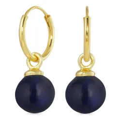 12 mm syntetisk blå safir creoler i forgyldt sølv