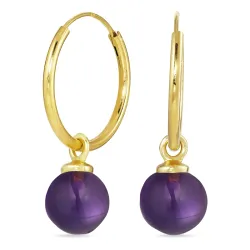 18 mm lilla krystal creoler i forgyldt sølv