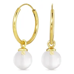 18 mm klar quartz creoler i forgyldt sølv