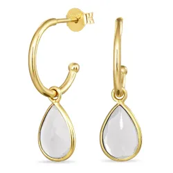 12 mm klar quartz halvcreoler i forgyldt sølv