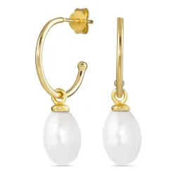 perle halvcreoler i forgyldt sølv