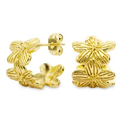 blomster halvcreoler i forgyldt messing - Eliné