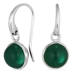 runde mørkegrøn krystal øreringe i forsølvet messing - Loom Stones