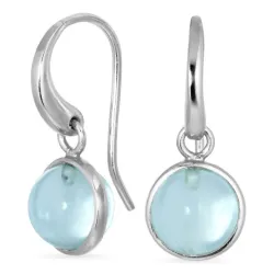 runde blå krystal øreringe i forsølvet messing