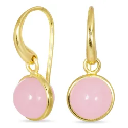 Kollektionsprøve runde rosa krystal øreringe i forgyldt messing - Loom Stones