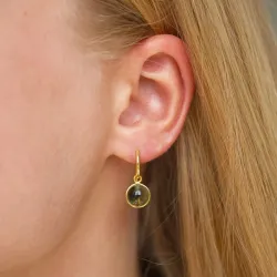 runde grøn krystal øreringe i forgyldt messing - Loom Stones