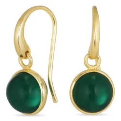 runde mørkegrøn krystal øreringe i forgyldt messing - Loom Stones