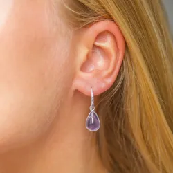 dråbe lilla krystal øreringe i forsølvet messing - Loom Stones