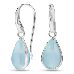 dråbe blå krystal øreringe i forsølvet messing