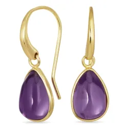 dråbe lilla krystal øreringe i forgyldt messing - Loom Stones