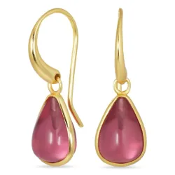 dråbe pink krystal øreringe i forgyldt messing - Loom Stones