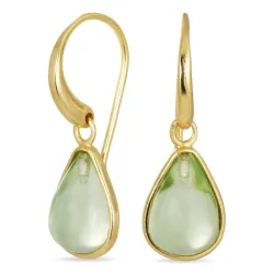 dråbe grøn krystal øreringe i forgyldt messing - Loom Stones