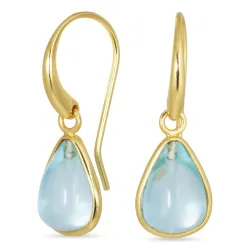 dråbe blå krystal øreringe i forgyldt messing