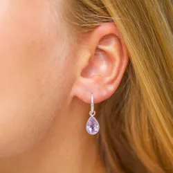 dråbe lilla ametyst øreringe i forsølvet messing - Loom Stones