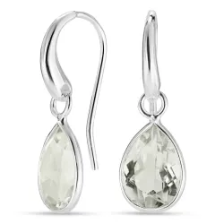 dråbe lysegrøn krystal øreringe i forsølvet messing - Loom Stones