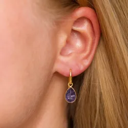 dråbe lilla ametyst øreringe i forgyldt messing