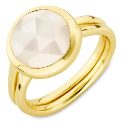 månesten ring i forgyldt messing - Loom Stones