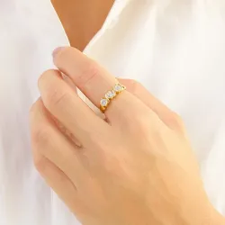 zirkon ring i forgyldt messing - Eliné