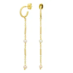 lange perle kæde øreringe i forgyldt messing - Eliné