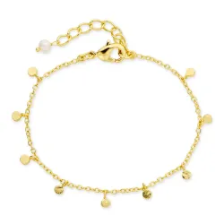 hvid perle armbånd i forgyldt messing - Eliné