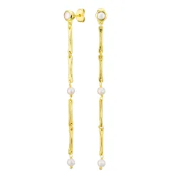 lange perle kæde øreringe i forgyldt messing - Eliné