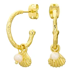 perle halvcreoler i forgyldt messing - Eliné