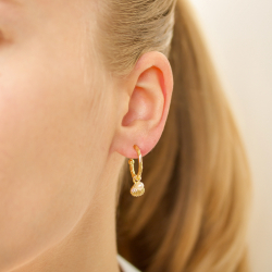 perle halvcreoler i forgyldt messing - Eliné