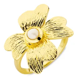 blomster perle ring i forgyldt messing - Eliné