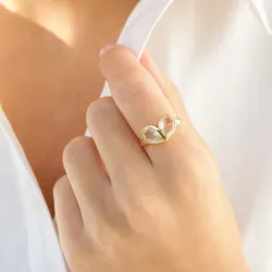 klar quartz ring i forgyldt messing - Loom Stones