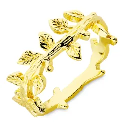 blad ring i forgyldt messing - Eliné