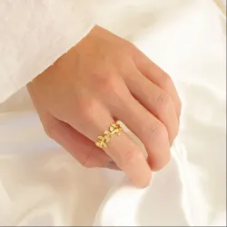 blad ring i forgyldt messing - Eliné