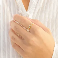 zirkon ring i forgyldt messing - Bubbly Sparkle