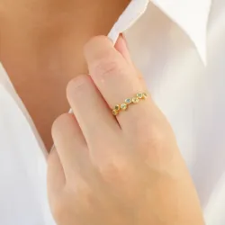 grøn krystal ring i forgyldt messing - Bubbly Twist