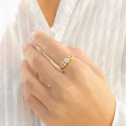 zirkon ring i forgyldt messing - Bubbly Sparkle