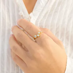 zirkon ring i forgyldt messing - Bubbly Sparkle
