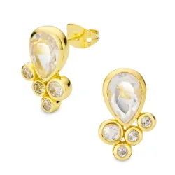 klar quartz øreringe i forgyldt messing - Eliné