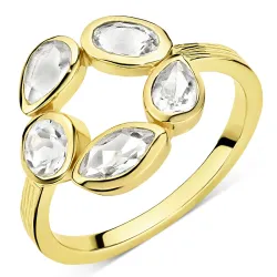 klar quartz ring i forgyldt messing - Eliné