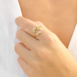 pink jadesten ring i forgyldt messing - Eliné