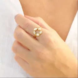 perle ring i forgyldt messing - Eliné