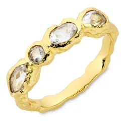 klar quartz ring i forgyldt messing - Eliné