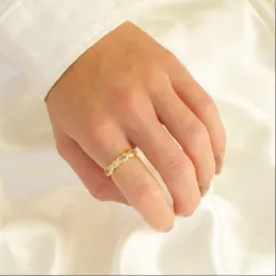 klar quartz ring i forgyldt messing - Eliné