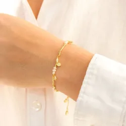 perle armbånd i forgyldt messing - Eliné