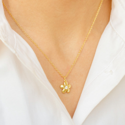 blomster halskæde i forgyldt messing - Eliné