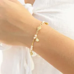 perle armbånd i forgyldt messing - Eliné