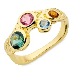 multifarvet ring i forgyldt messing - Eliné