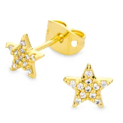 stjerne zirkon øreringe i forgyldt messing - Eliné